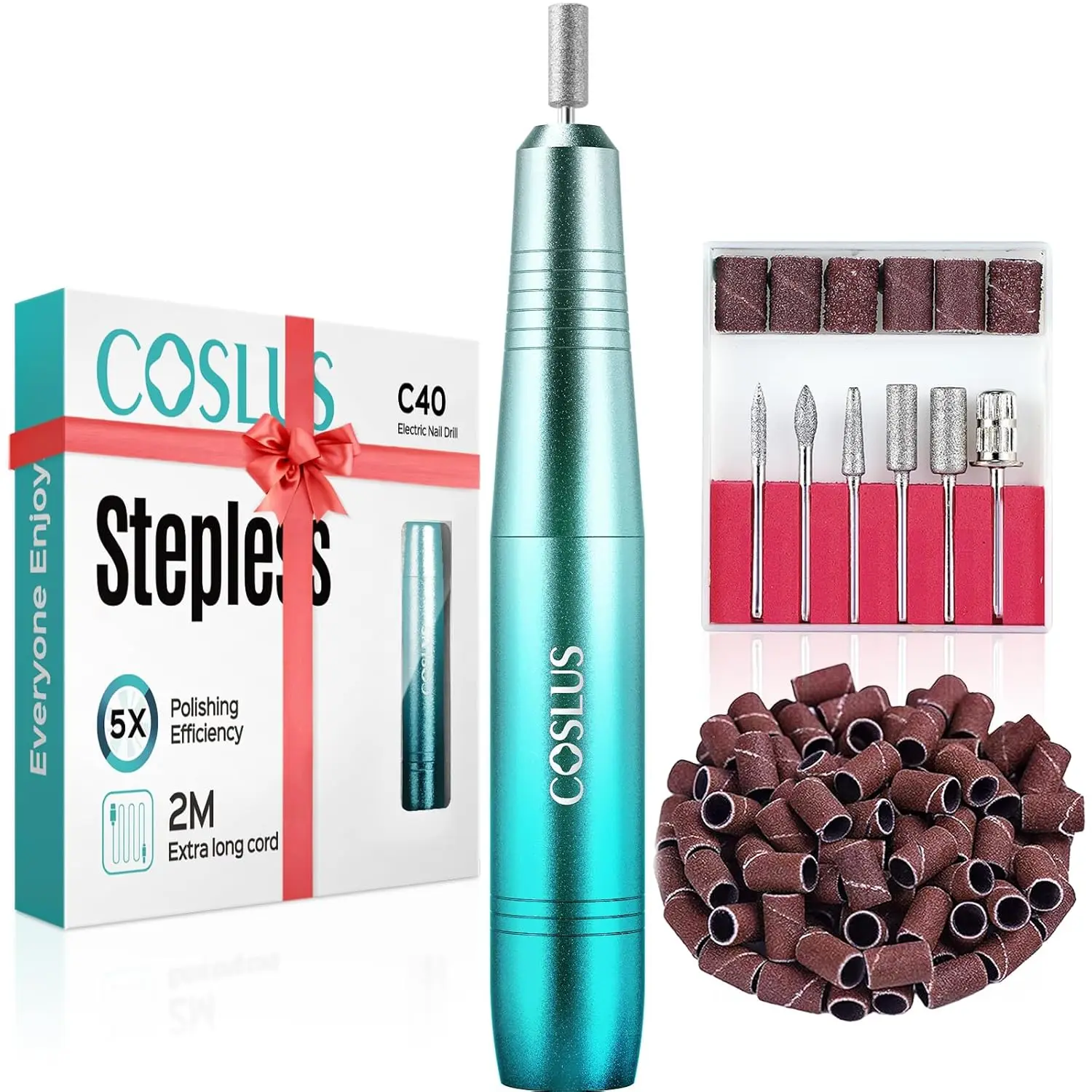 

Electric Nail Drill File for Acrylic Gel Dip Powder Nails, Portable Manicure Pedicure Kit with Bits and Sanding Bands, Blue