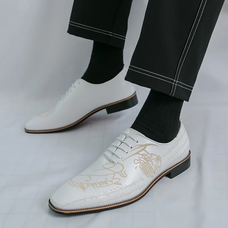2025 فستان رجالي أبيض أنيق أحذية جلدية أكسفورد أحذية رجل الأعمال أحذية رسمية تصميم الأحذية الاجتماعية الذكور apatos الفقرة hombre #3