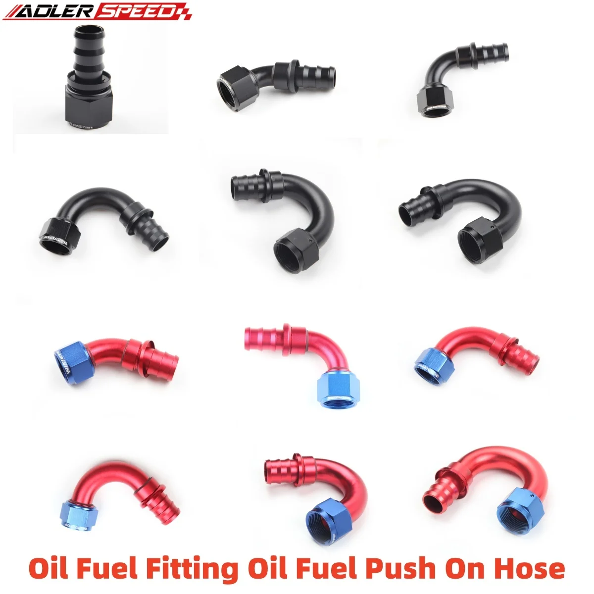 

2Pcs Push-on Hose End Fittings AN4 AN6 AN8 AN10 AN12 Fuel Oil Cooler Hose Fitting 0 45 90 180 Degree Reusable Connection Adapter