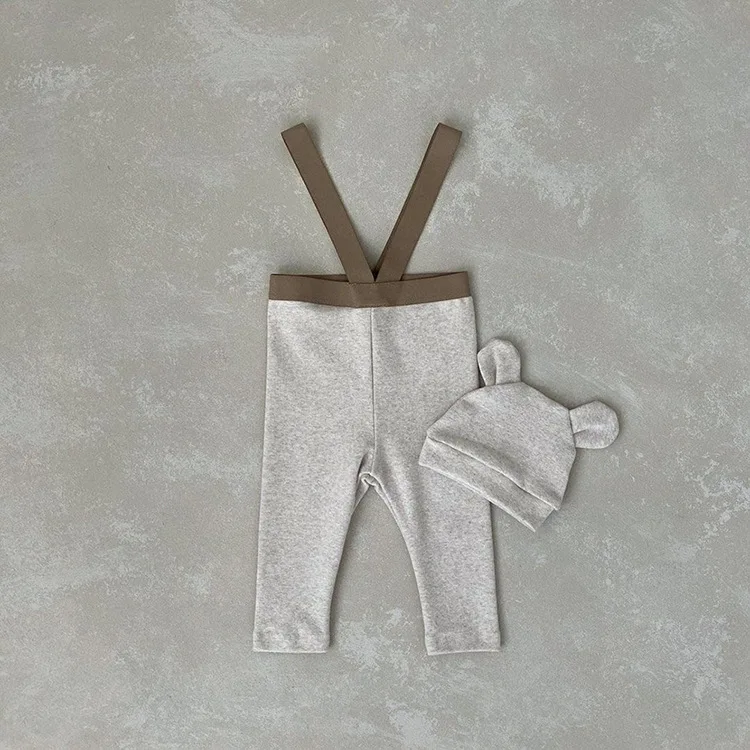 2026 Spring New Baby Cotton Leggings Newborn High Waist Strap Trousers Solid Infant Boy Overalls Toddler Girls Stretch Pants