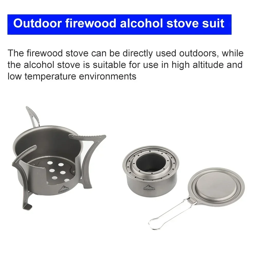 Widesea CampingTitanium Alcohol Stove Fire Wood Heater Tourist Burner Cooker Outdoor Survival Trekking Hiking Supplies Picnic