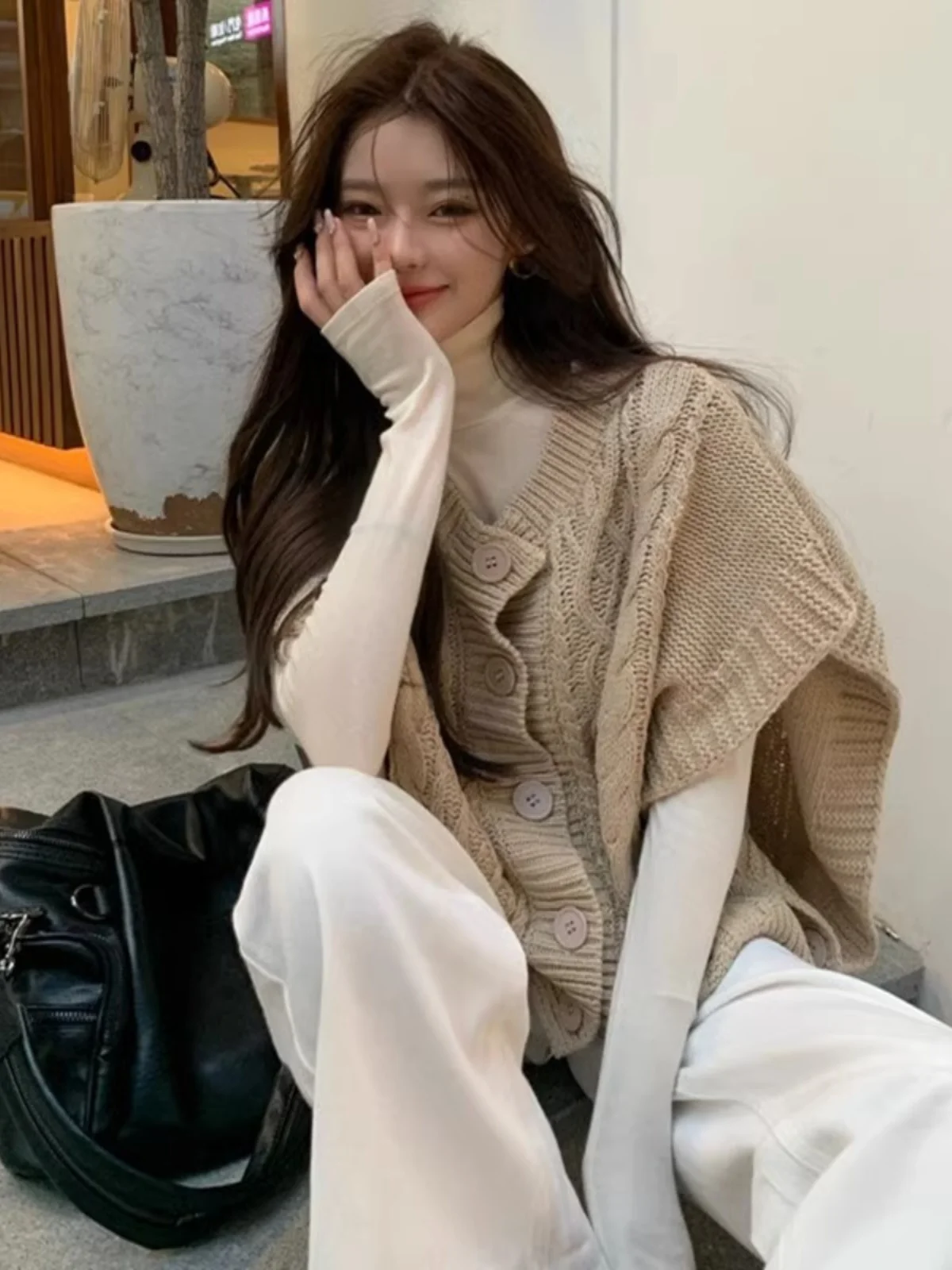 

Женский вязаный свитер Lazy Sle, жилет, верхняя одежда, весна-осень, Новое поступление, удобное полиэфирное волокно, низкий круг...