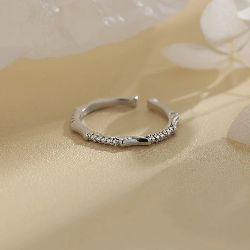 Zircon Bone Ring Simple and Cool Style Bone Knot Rings Romantic Bamboo Knot Plain Finger Jewelry Daily Accessories KOFSAC