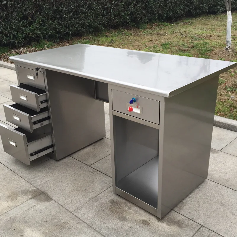 

Stainless steel desk with drawers desktop desk staff laboratory workshop rectangular workbench thickened