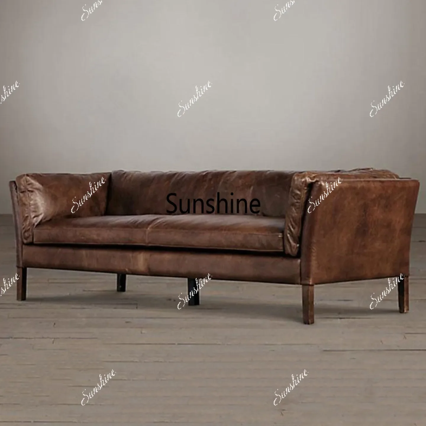 

American first-layer cowhide retro light luxury simple sofa