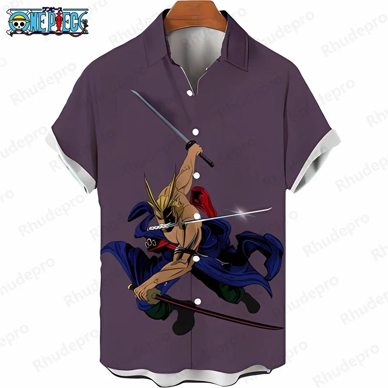 Summer Men's One Piece Hawaiian Shirt Tropical Palm Print Anime Kids Short Sleeve Casual Loose Beach Holiday Shirt Tops
