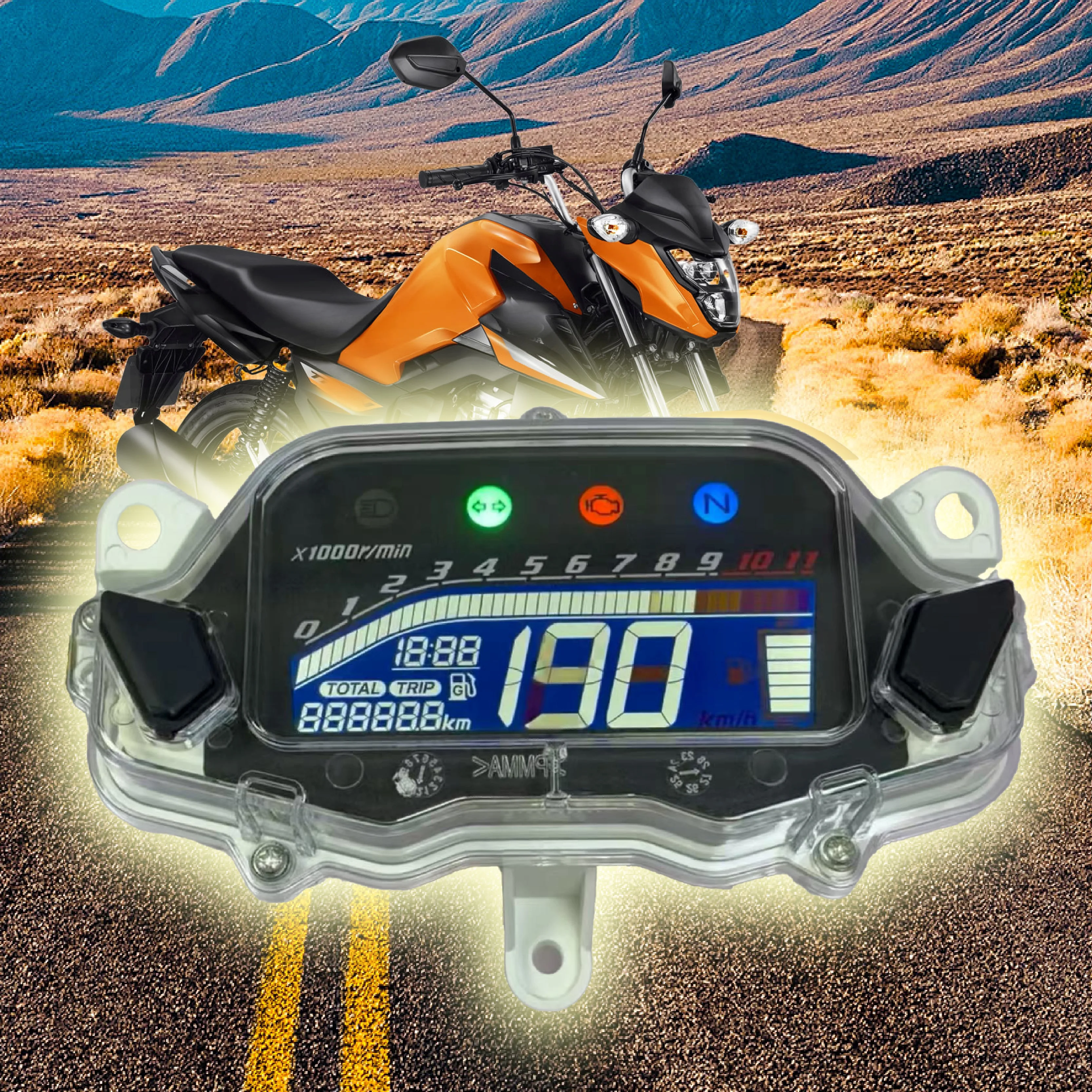 Painel Digital de Instrumentos para Motocicleta com Tela LED Original, Velocímetro e Tacômetro para Honda CG 160 Titan