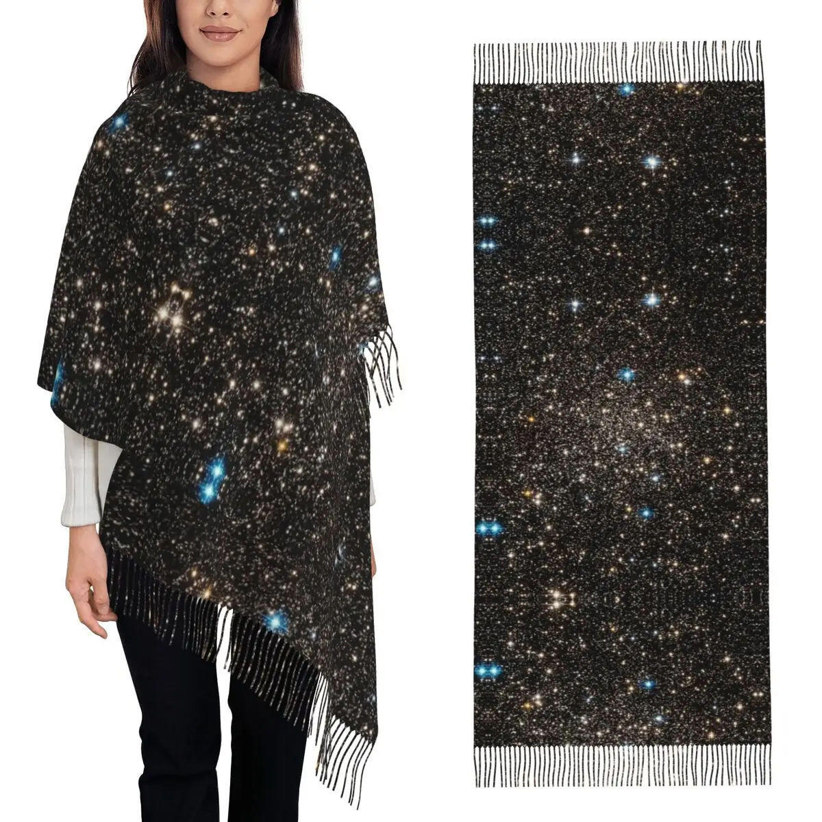 Constellation Star Clusters Galaxies Halloween Scarf Tassel Scarves Women Soft Warm Shawls and Wraps Long Fall Winter Shawl Wrap