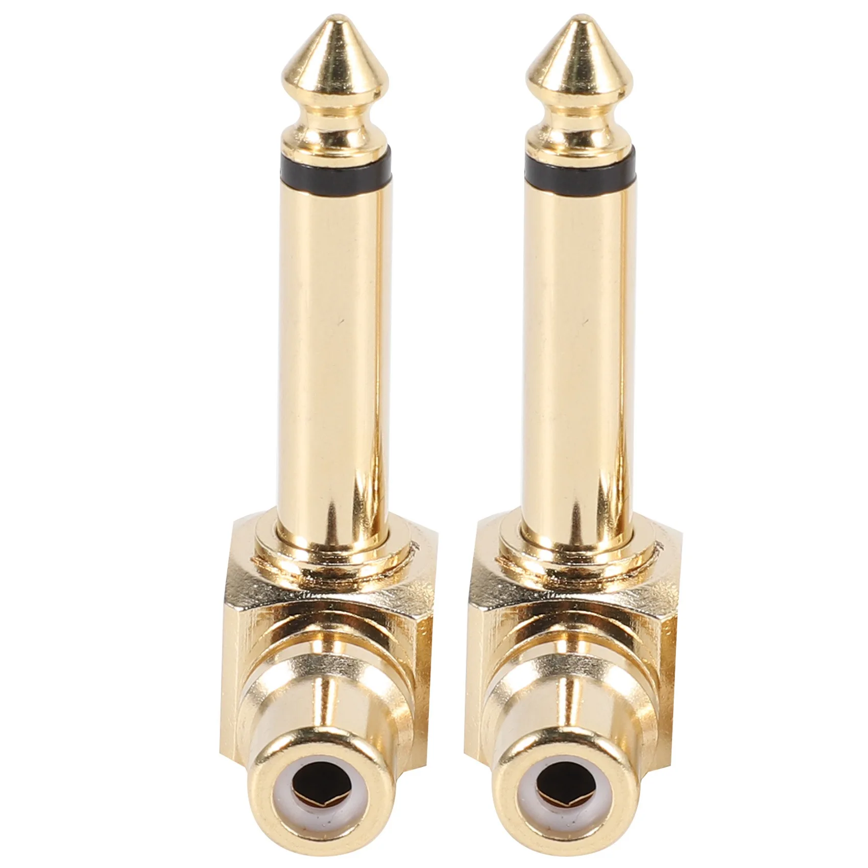Superior! 2-PACK RCA Female Jack to 1/4 inch Mono Male Plug Right Angle Audio Adapter,gold