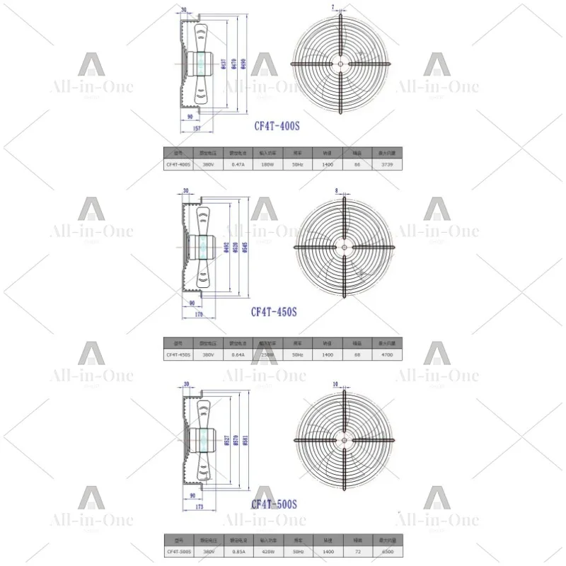 Long air outer rotor axial flow fan diameter 400/500mm condenser evaporator air conditioner cooling cold storage motor