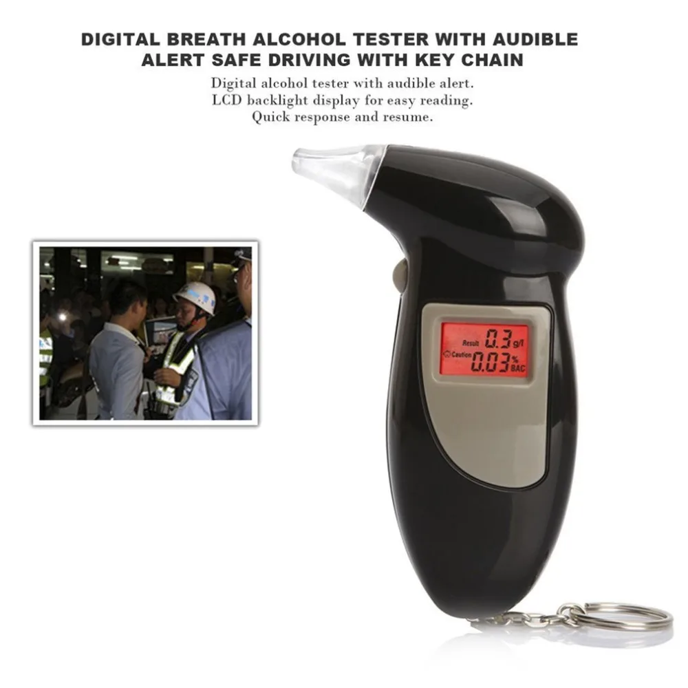 Digital Breath Alcohol Tester With Audible Alert Safe Driving With Key Chain Quick Response Alcohol Detector Breathalyzer