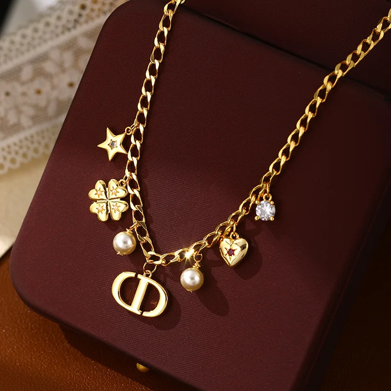 

2026 Новое женское ожерелье, жемчужная подвеска на позолоченной цепочке, длина колье или ключицы, застежка-лобстер