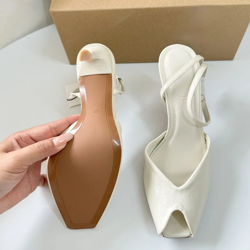 اللمحة تو عالية الكعب النساء صنادل طراز جلاديتور لينة بولي Leather جلد أنيق الكاحل الأشرطة الفاخرة تصميم مكتب سيدة الزفاف حذاء زفاف #6