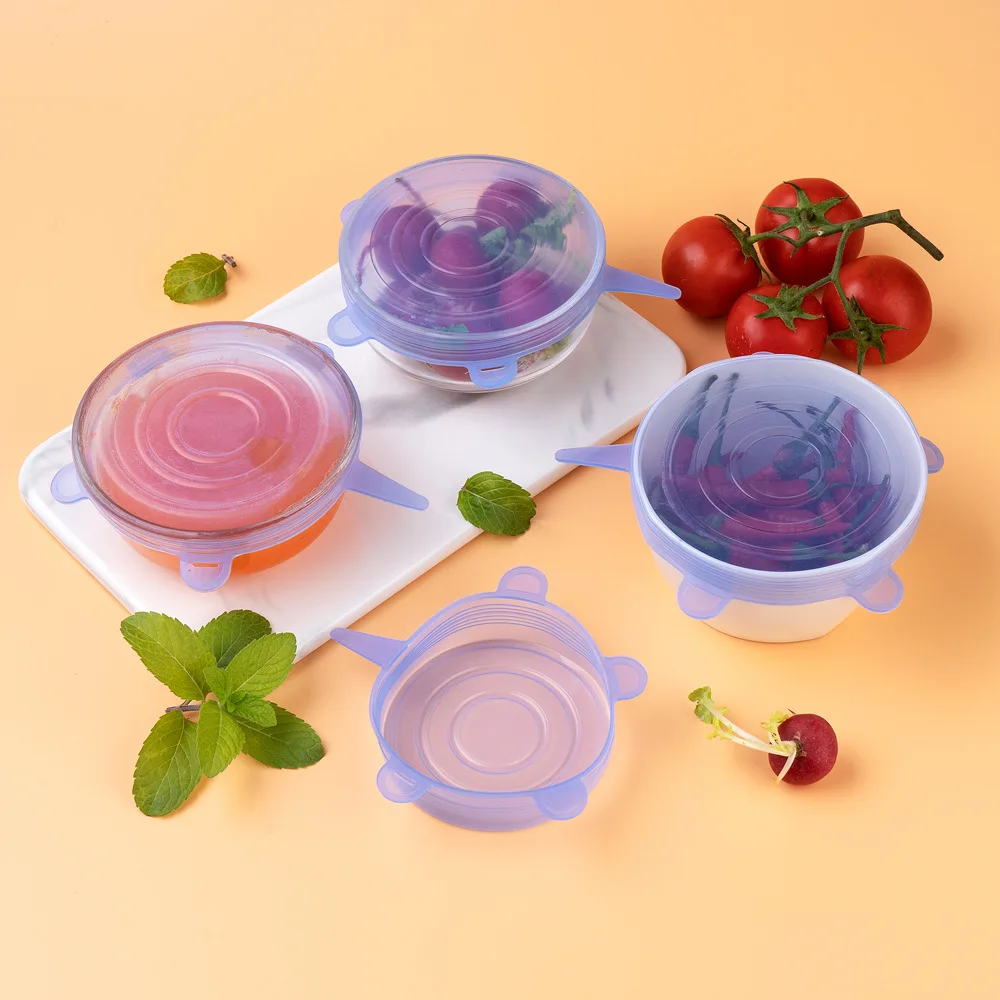 6 STKS Food-grade Siliconen Vershoudhoes Uitgerekt Yoghurthoes Multifunctionele Komhoes Koelkast Verzegelde Plastic Wrap