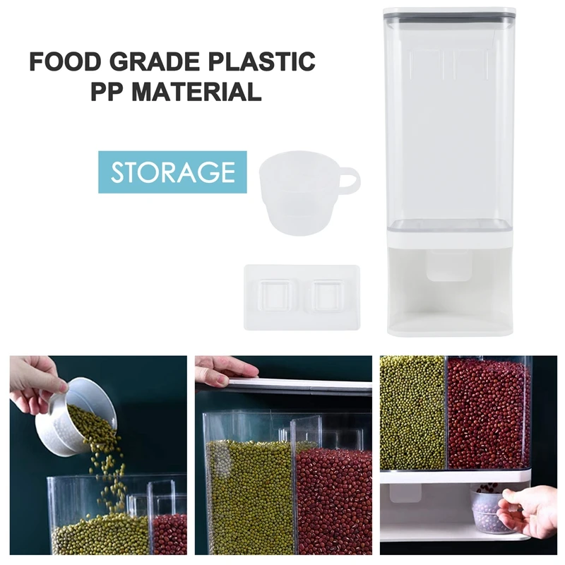 FO-Wall-Mounted Dry Food Dispenser, Transparent Plastic, Dry Food Dispenser, Dry Food Fruit Storage Box