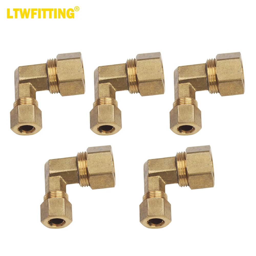 

LTWFITTING Brass 5/8-Inch OD x 3/8-Inch OD 90 Degree Compression Reducing Union Elbow Fitting(Pack of 5)