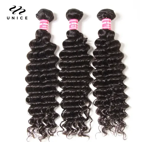 UNice Hair Peruvian Deep Wave Human Hair Hair Bundles 1/3/4 PCS 100% Human Hair Sew In Weaves 12-26 Inch Remy Hair Weave Bundles