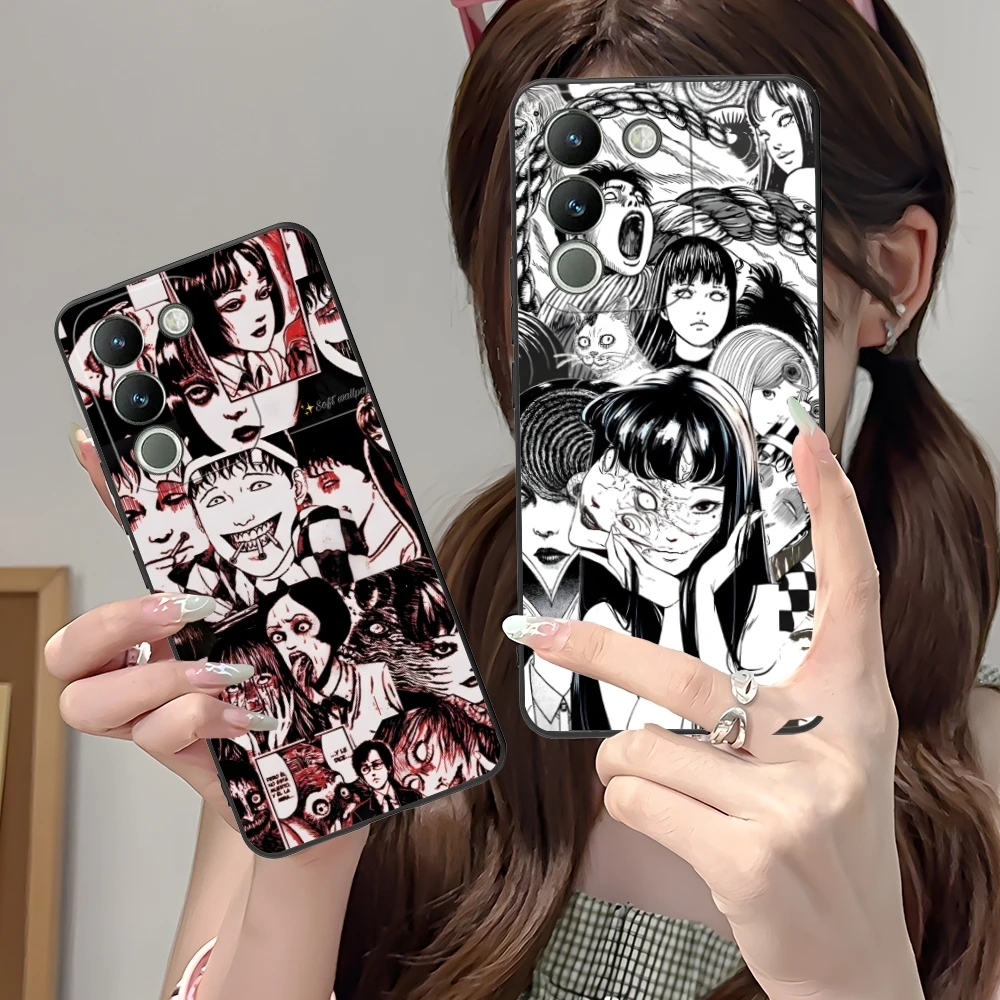 Junji Souichi Painting Mobile Cell Phone Case for VIVO Y95 Y93 Y31 Y20 V19 V17 V15 Pro X60 NEX Black Soft Phone Cover Shell