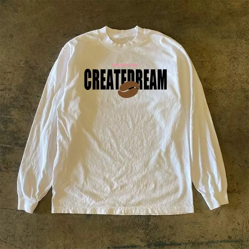 Long Sleeve 310 Pure Cotton Men's T-Shirt Upward Hero Non-Light American Style Couple's T-Shirt Youth Loose Fit Printed Tee