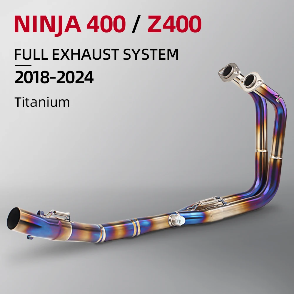 Motorcycle Exhaust System Modify for Kawasaki Ninja 400 Z400 2018-2024 Slip on Tube Titanium Alloy Front Mid Link Pipe 51MM Moto
