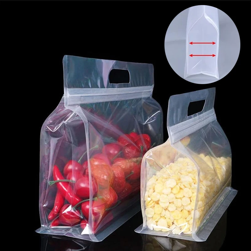 Reusable Airtight Food Storage Bags  Large Capacity Dry Food Clear Bags Extra Thick Leakproof Free Zipper Snack Freezer Bags