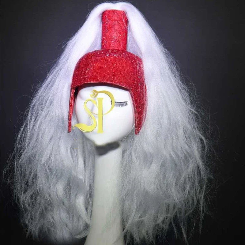 Nightclub Bar Dancer Stage Accessories Women Sequins Headwear Wigs Cosplay Halloween Drag Queen Costume Rave Outfit