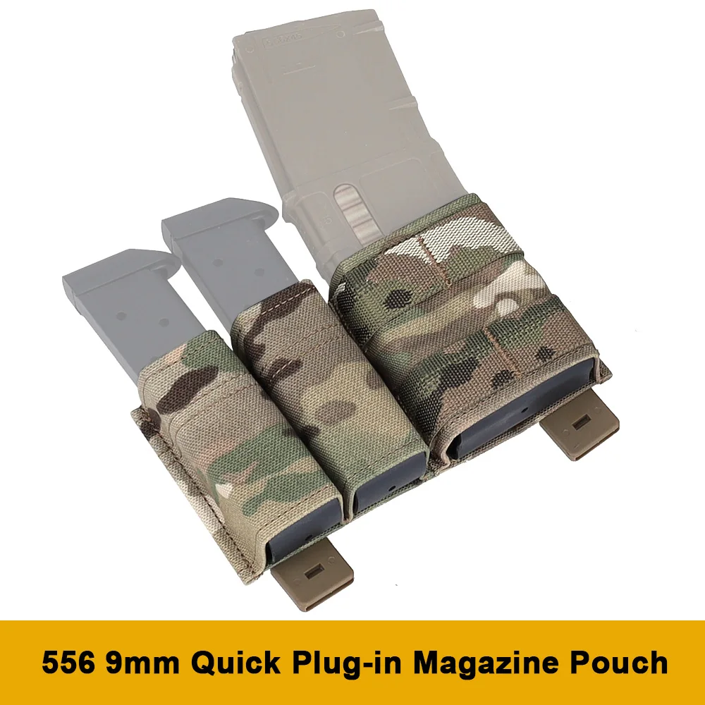 Tactical 5.56 9mm 1 + 2 Magazine Pouch KYWI Wedge Insert Shorty MAG Bag MOLLE M4 G17 AR15 Airsoft Belt Vest Gear con Clip Maclice