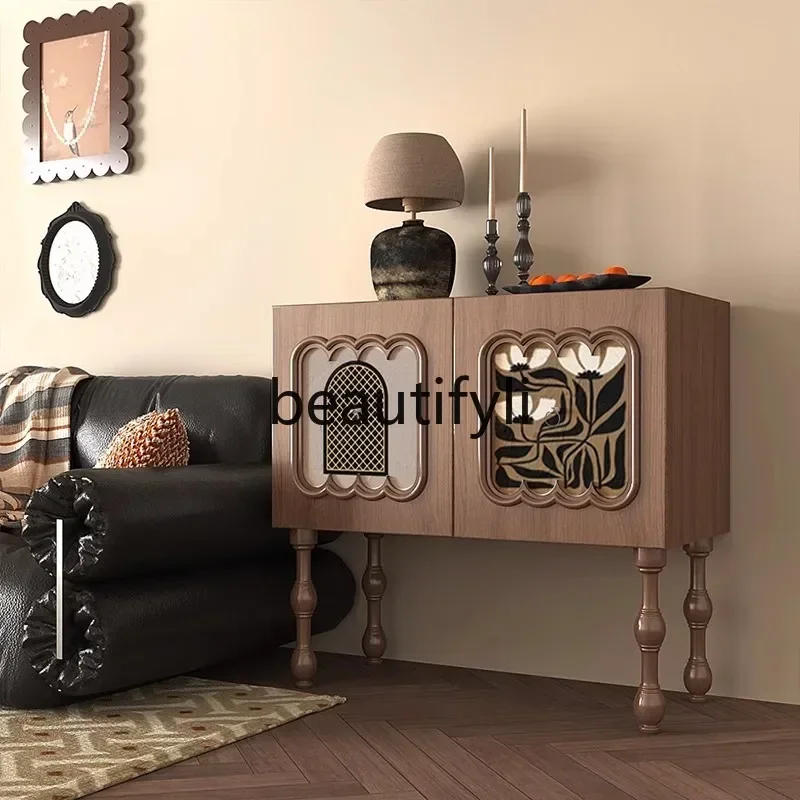 

Locker Storage Household Living Room Wall Solid Wood Printing Pattern Storage Cabinet