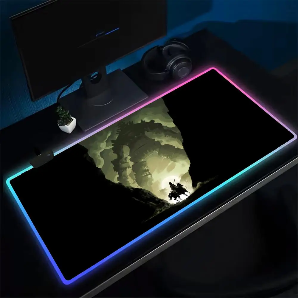 

Shadow O-Of The Colossus Mouse Pad Anime Gaming Mouse Pad LED Table Pads Backlit Rubber Desktop XXL RGB Desk Mats