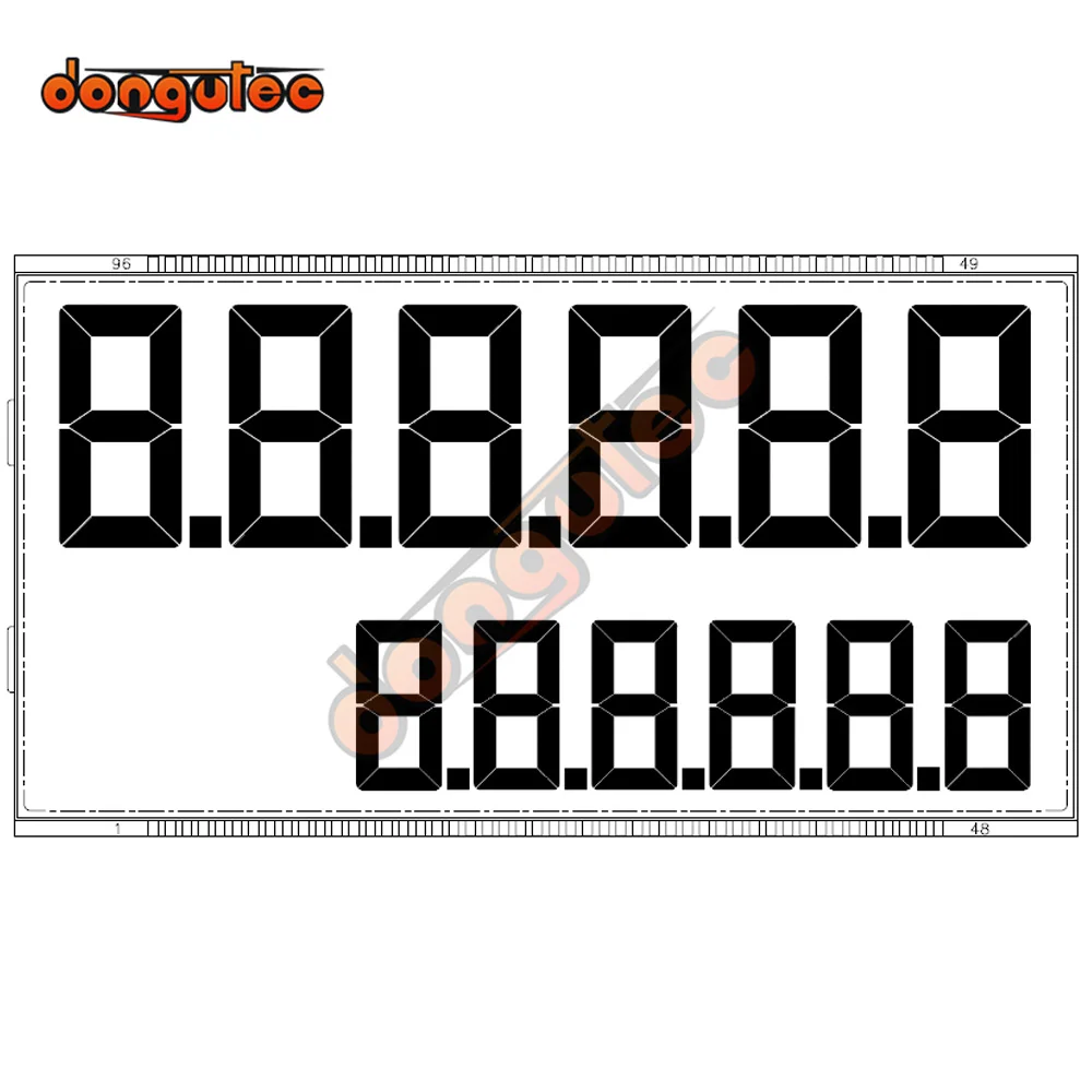 

96PIN TN Positive 12-Digits Segment LCD Screen Gilbarco 12 Digit LCD