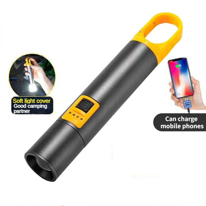 

Multifunctional P90 LED Flashlight Work Light USB Fast Charging Flashlight Waterproof Camping Light Torch with hook lampshade