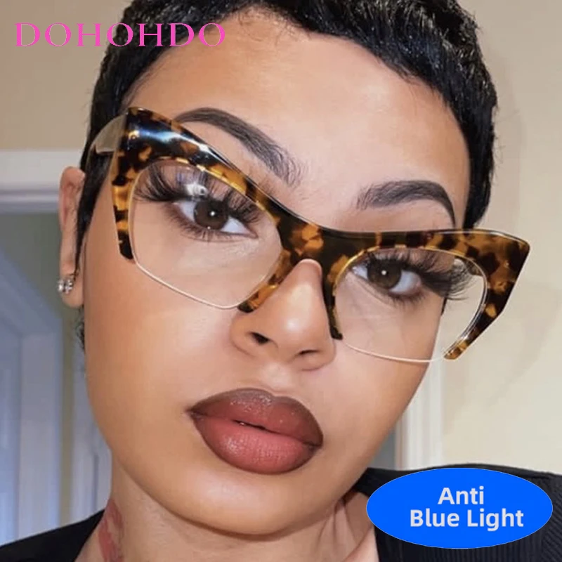 

Retro Big Frame Cat Eye Brand Designer Optical Men Women Glasses Anti-Blue Light Computer Games Protection Luxury Punk Eyewear