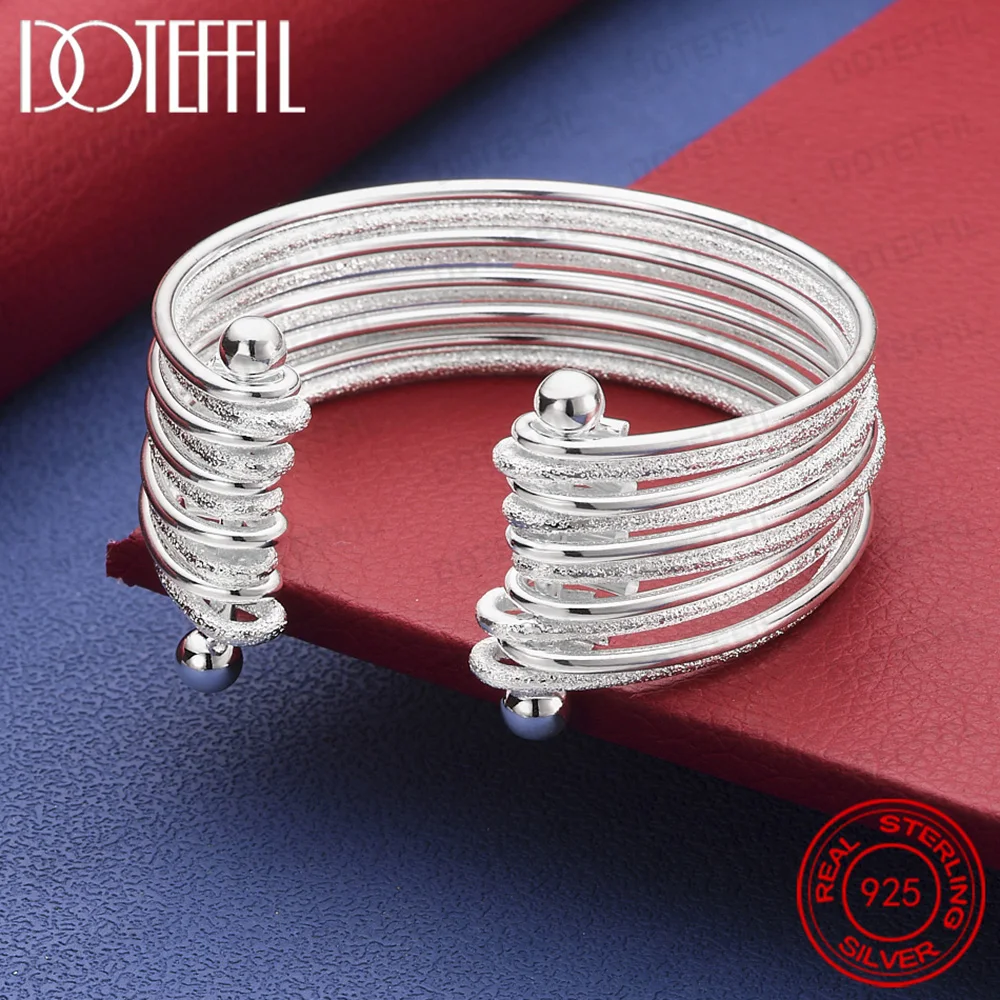 Armreif aus 925er-Sterlingsilber mit mehreren Fäden und vier Perlen für Damen und Herren, Party, Hochzeit, Schmuck