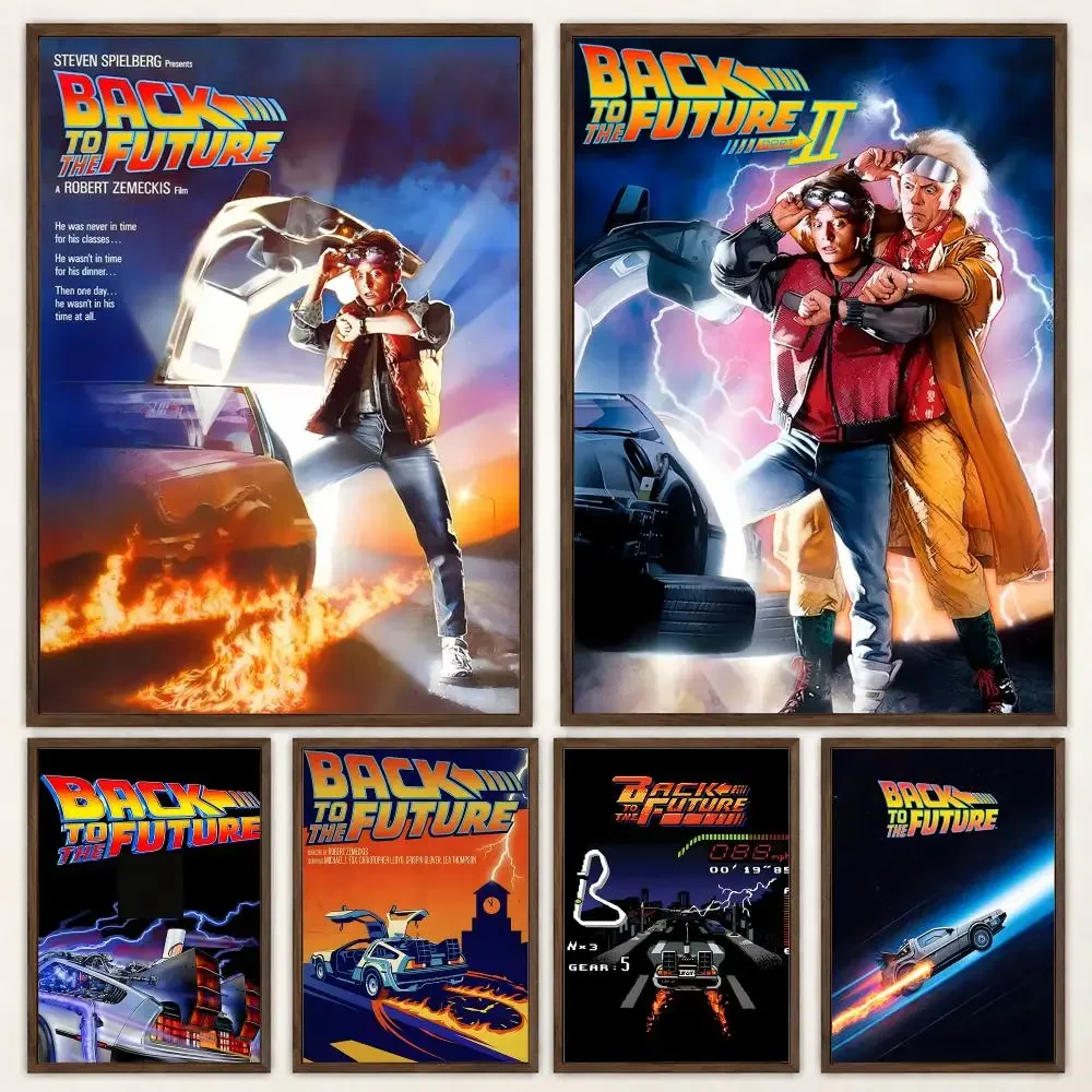 Classic Sci-Fi Adventure Movie Back to the Future Poster Self‑Adhesive Waterproof Poster Sticker Wall Art Home Decor