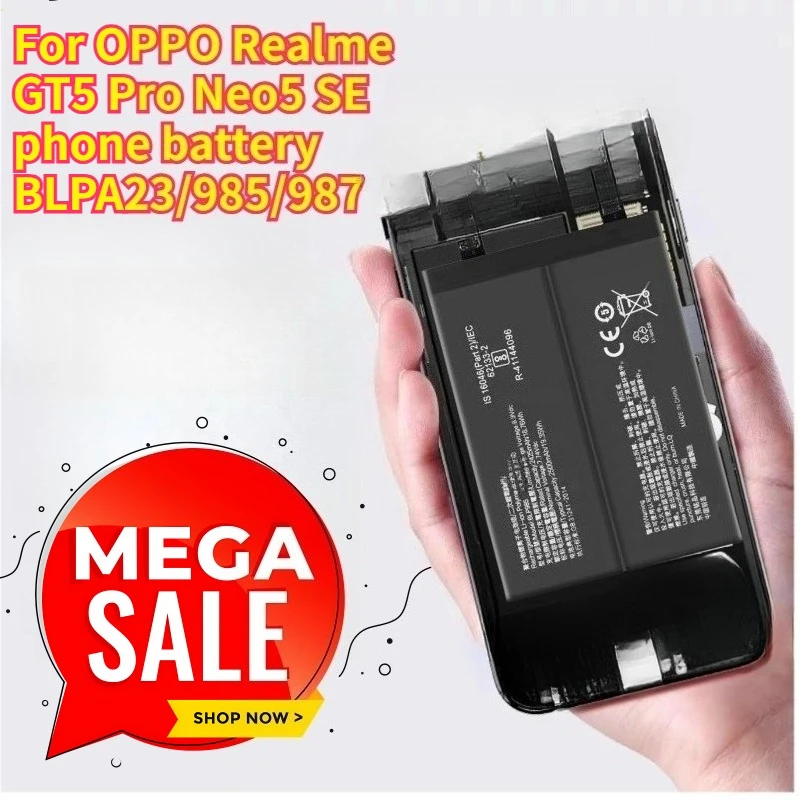 

Аккумулятор для телефона OPPO Realme GT5 Pro Neo5 SE BLPA23/985/987 для GT NEO5 120 Вт BLP985 BLP987 BLPA23 BLP991 BLPA25