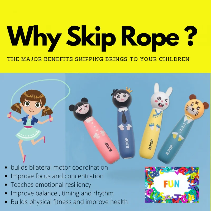 Cute Cartoon Kids Jump Rope For boys and Girls, Tangle free, Adjustable Length,  exercise equipment , cotton skipping rope kids