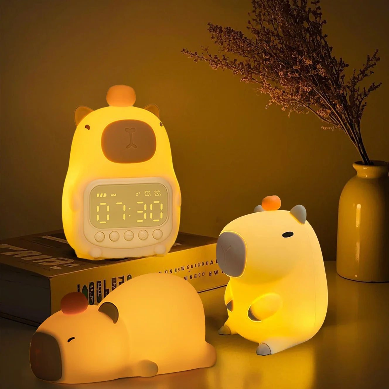 Leuke Capibara Bedlampje Siliconen LED Nachtlampje USB Oplaadbare Timing Room Decor Nachtlampje Kinderverjaardagscadeau