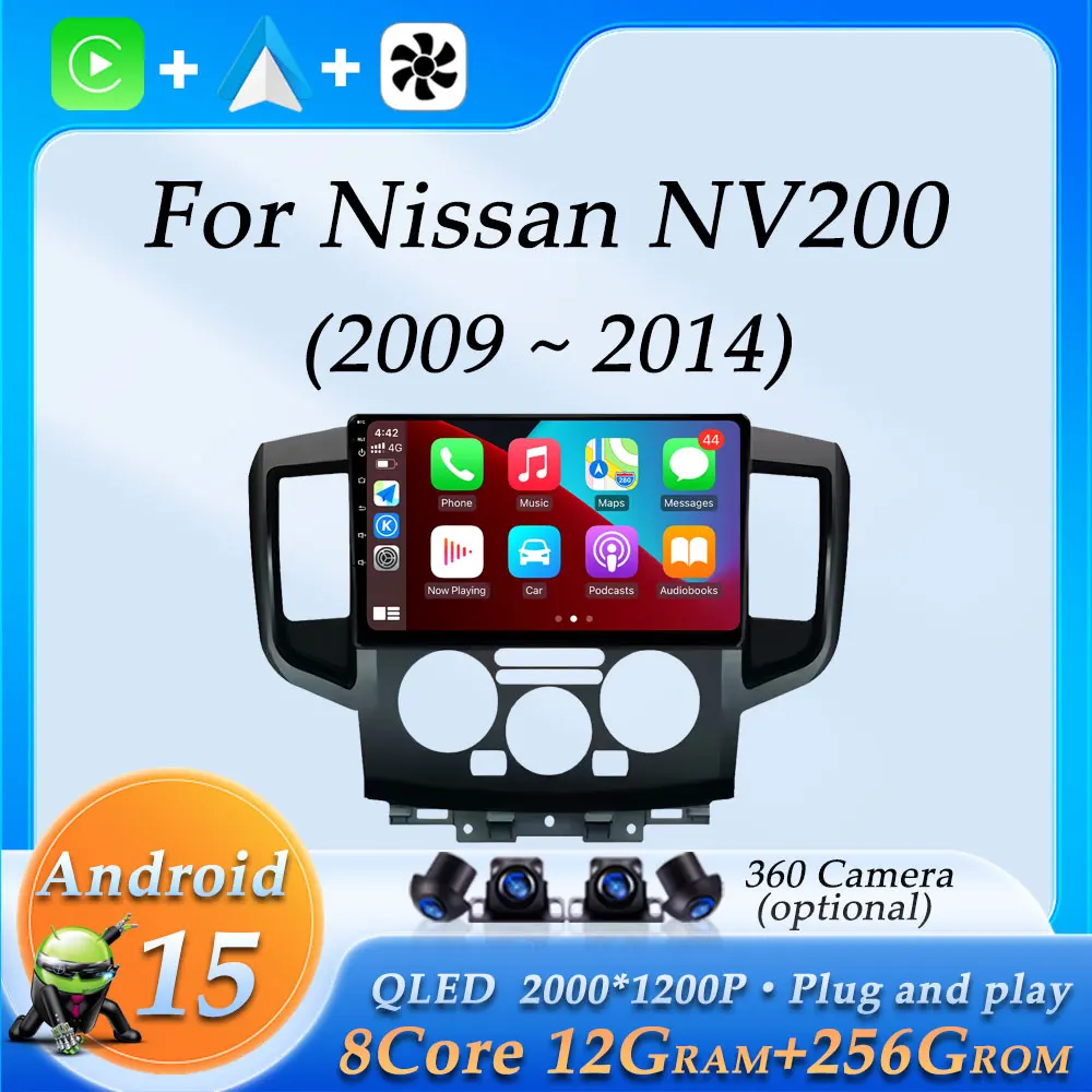 

Android 15 Wireless CarPlay for Nissan NV200 2009 - 2014 Car Radio Video Multimedia Player GPS Navi Split Screen DSP Stereo WiFi