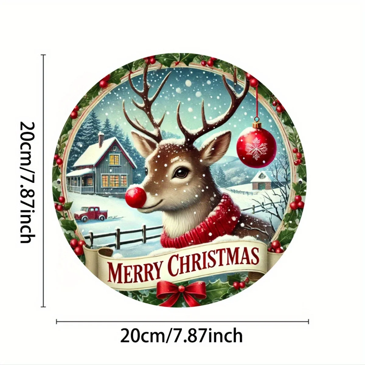 1pc, 7.87x7.87 inches, Rustic Christmas Merry Deer Sign, Festive Door & Window Decor, Home & Room Accent, Artistic Iron Craft