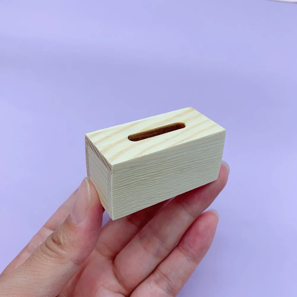 

Mini Wood Paper Extraction Box Tiny House Kit Miniature Adornment Realistic Kids Toy Creativity Safe Edges Workmanship