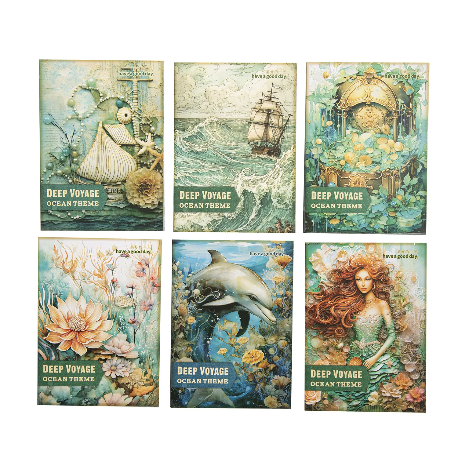 30pcs/lot Memo Pads Material Paper Deep Sea Journey Junk Journal Paper diary Scrapbooking Cards Background Decoration Paper