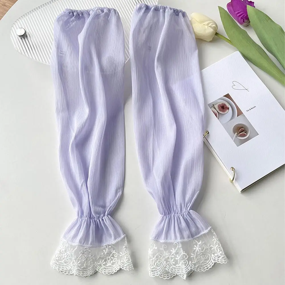 

Sweet Sun Protection Lace Sleeve Breathable Polyester Long Arm Sleeves Hand Sleeves Fingerless Summer Arm Cover Sports