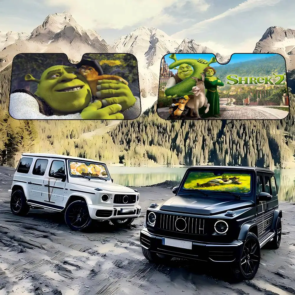 

Cartoon Shrek Preppy Windshield Sunshade Car Window Windscreen Cover Sun Shade Auto Sun Visor Car-covers Car Solar Protection