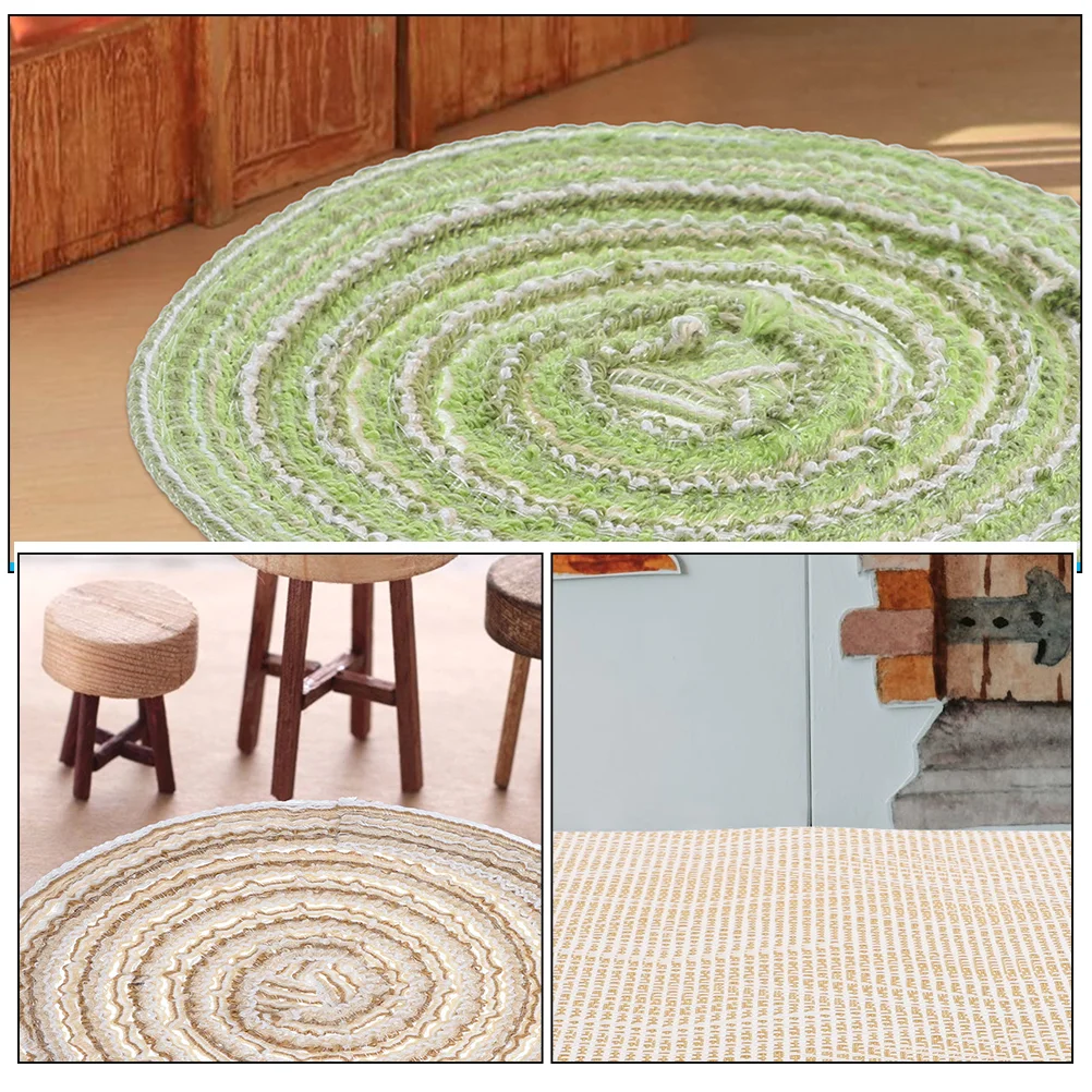 4 Pcs Miniature Rugs Modern House Decor Round Cloth Material Lightweight Non Fading Lasting Birthday Gift Mini Floor