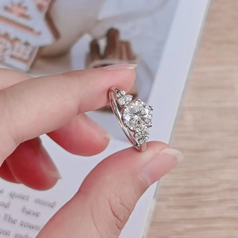 

Lnkry Exquisite 6 Prong Engagement Ring Anillo Plata 925 Sterling Sliver 8MM 2CT Wedding Rings For Women Finger Jewelry Gift