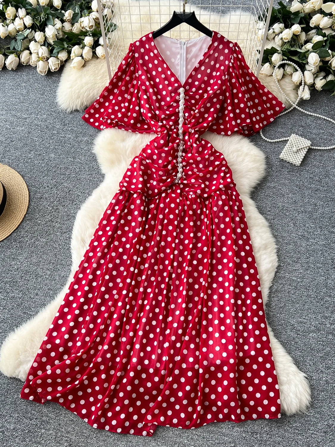 V-ne T Dr da donna estivo con pizzo Sves e abbellimenti di diamanti a vita alta A-line Midi Dr Ele Beau