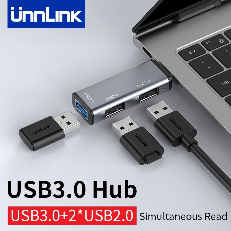 Unnlink USB Hub 3 Port Expasion USB 3.0 2.0 USB C Splitter Multiple Extender for Phone Laptop to Connect Mouse Keyborad Printer