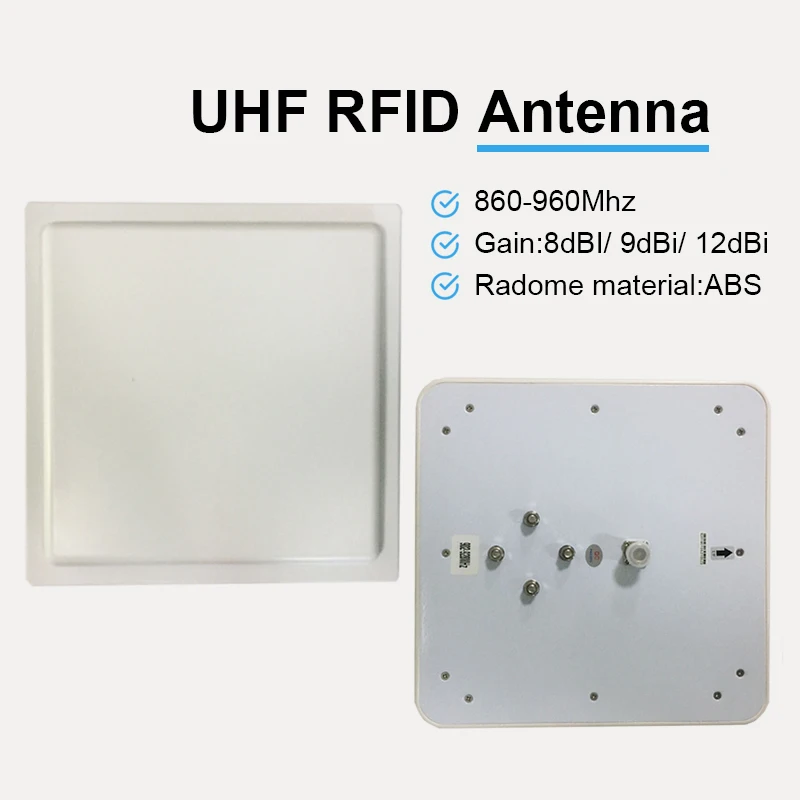 Panneau d'antenne circulaire, lecteur de carte RFID UHF, adapté pour FX9 femelle, longue portée extérieure, 2 ensembles, 868MHz, 902-928MHz, 12DBI