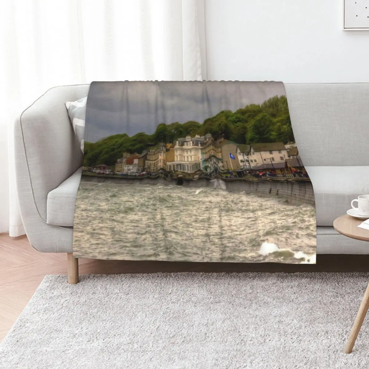 

A Grey Day in Filey Throw Blanket Thins Softest funny gift Flannel Blankets