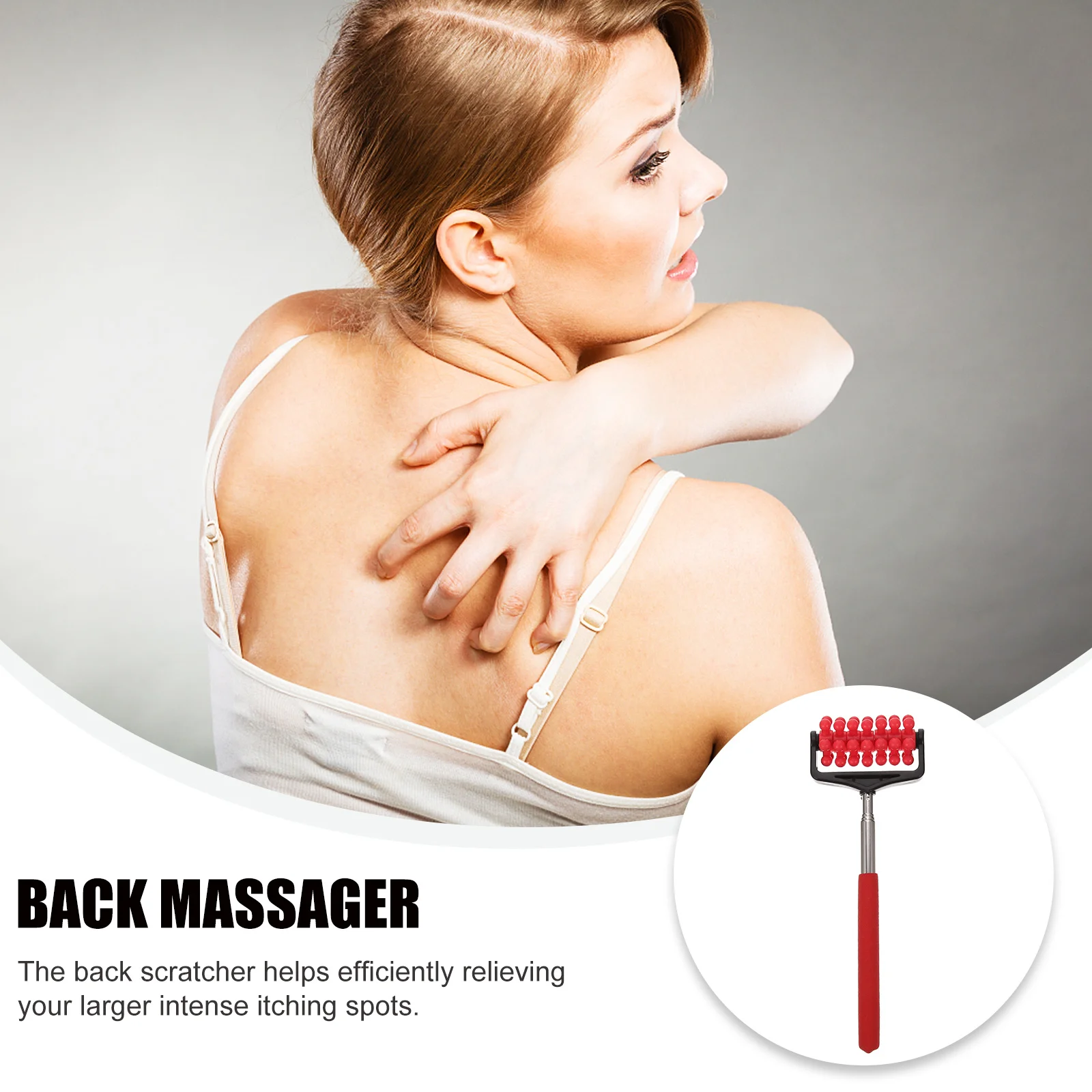 

3pcs Wheel Roller Massage Tool Telescopic Back Scratcher Stainless Steel Body Massager for Itching Relief Light for All